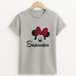 Minnie Mouse - Personalised Fairytale Unisex Grey T-Shirt