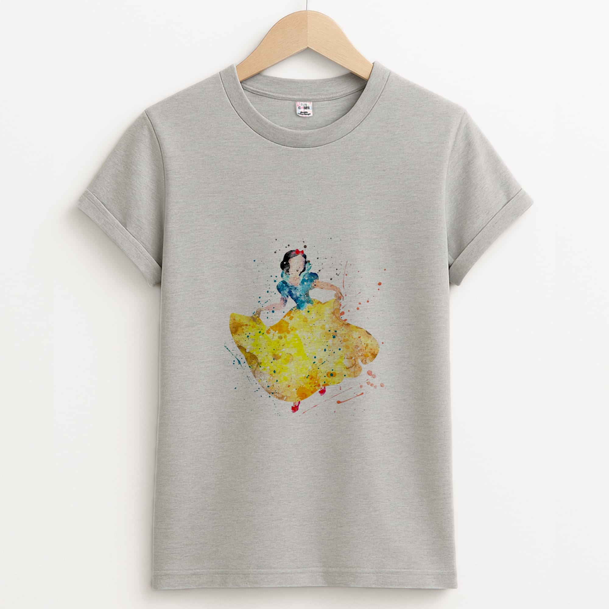 Watercolour Snow White Fairytale Unisex Grey T-Shirt