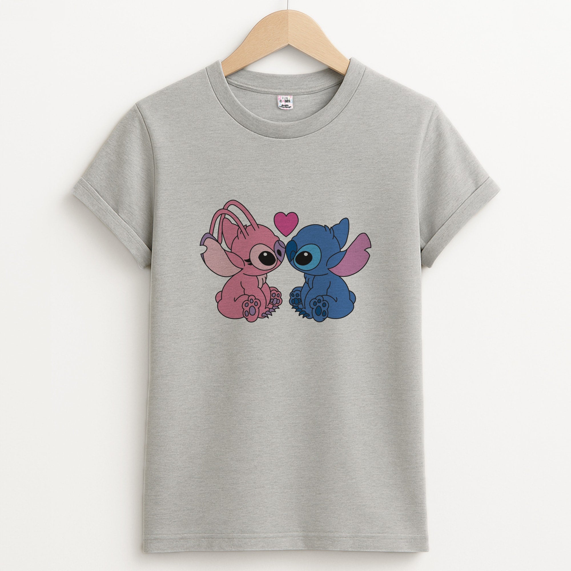 Angel And Blue Alien - Pink Alien Unisex Grey T-Shirt