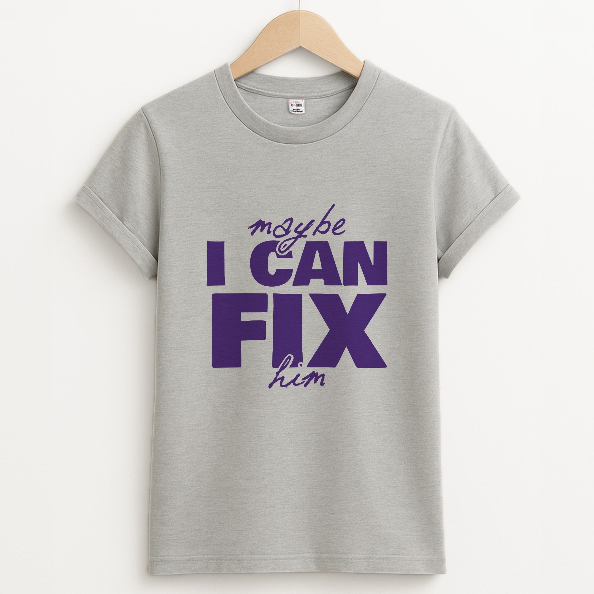 Maybe I Can Fix Him Purple Unisex Grey T-Shirt