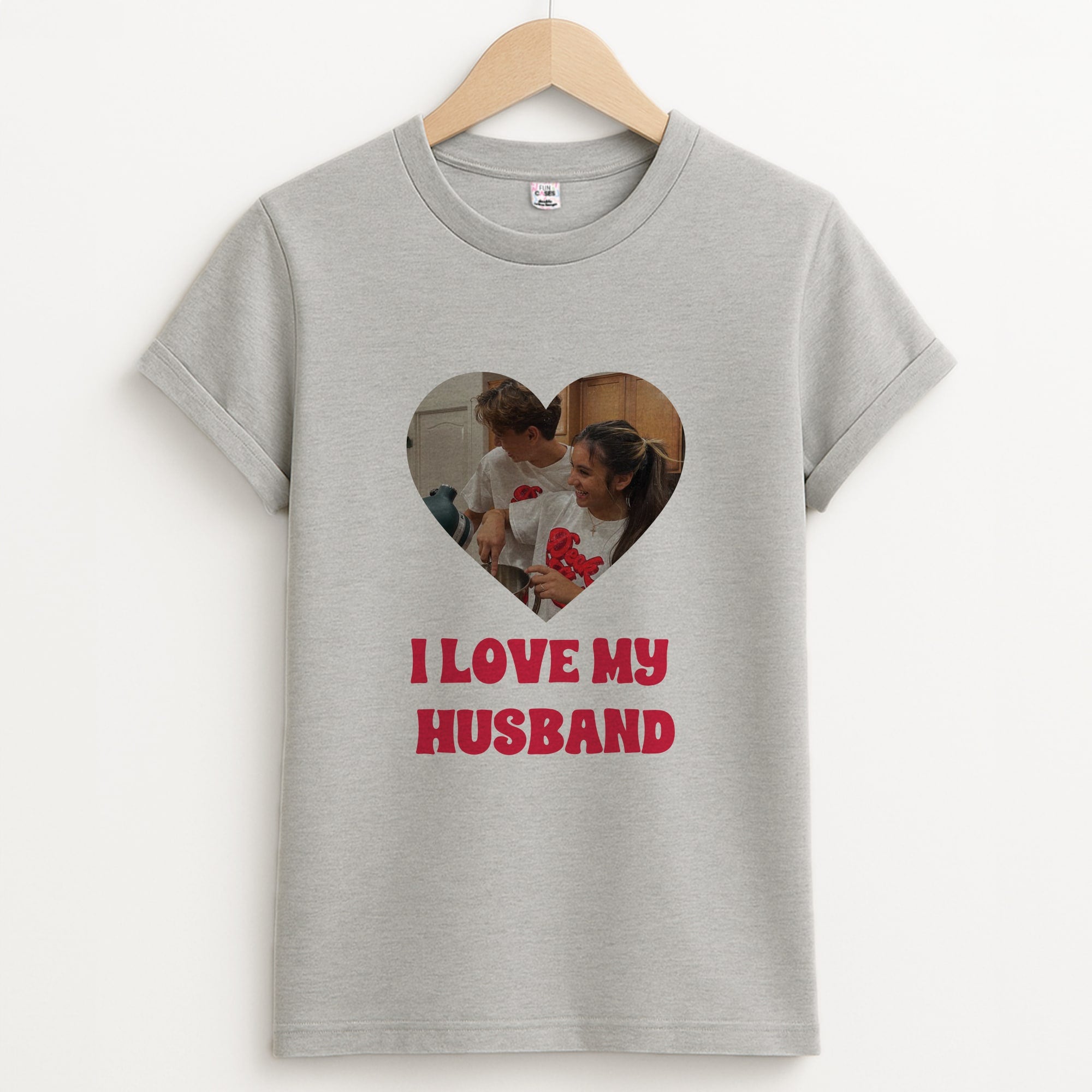 I Love My Husband - Personalised Couples Unisex Grey T-Shirt