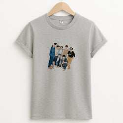 Casual K-Pop Band Band Unisex Grey T-Shirt