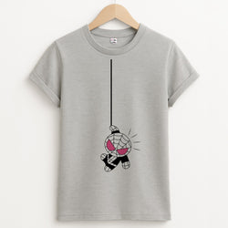 Pink Hanging Spider Hero  Unisex Grey T-Shirt