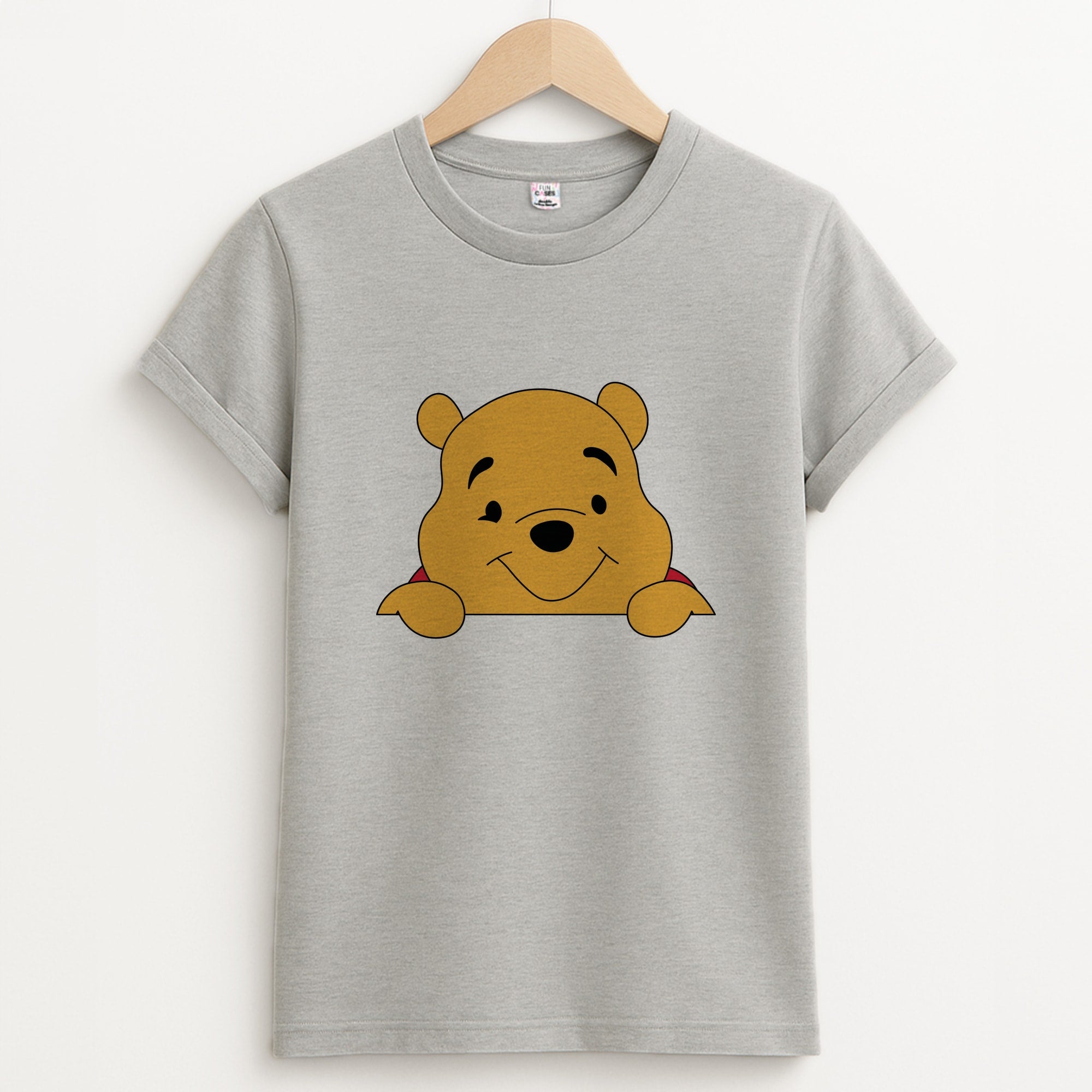 Cute Bear Leaning Unisex Grey T-Shirt