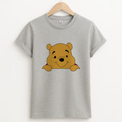 Cute Bear Leaning Unisex Grey T-Shirt