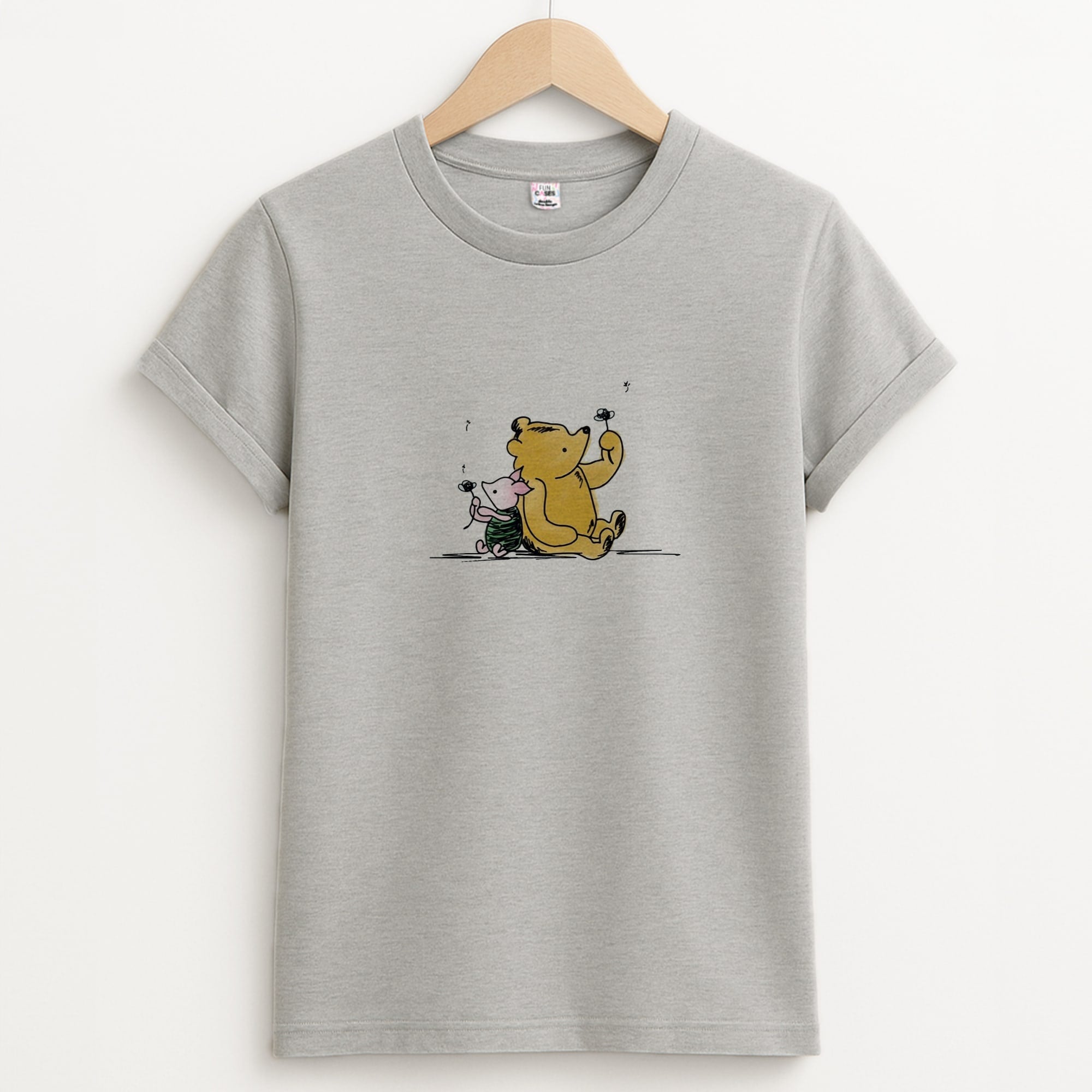 Winnie & Pig Unisex Grey T-Shirt