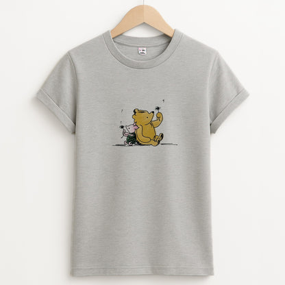 Winnie & Pig Unisex Grey T-Shirt