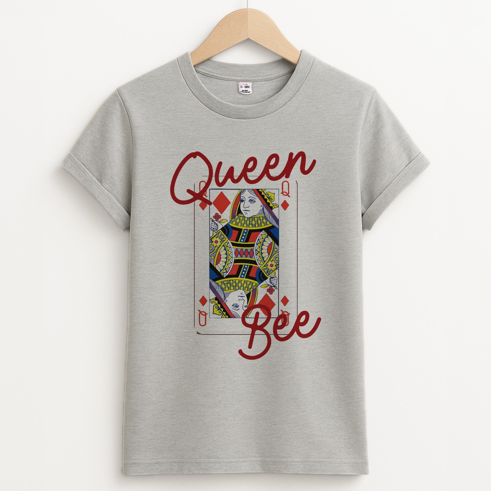 Queen Bee Playing Card Unisex Grey T-Shirt