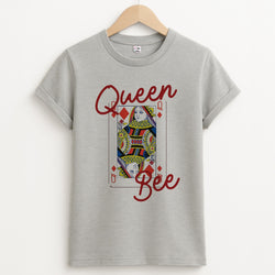 Queen Bee Playing Card Unisex Grey T-Shirt