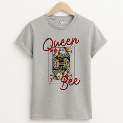 Queen Bee Playing Card Unisex Grey T-Shirt