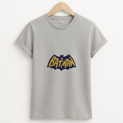 Bat Superhero Purple Logo Unisex Grey T-Shirt