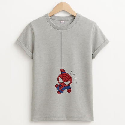 Blue Hanging Spider Hero Unisex Grey T-Shirt