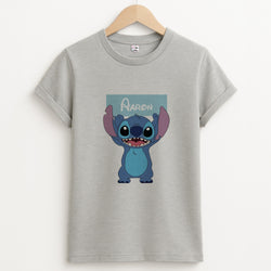 Standing Blue Alien - Personalised Disney Unisex Grey T-Shirt