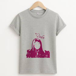 Pink Gaga Silhouette  Unisex Grey T-Shirt