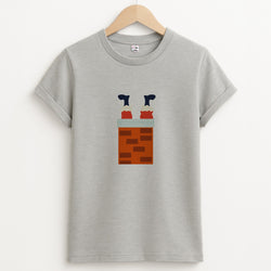Santa Stuck In A Chimney - Christmas Unisex Grey T-Shirt