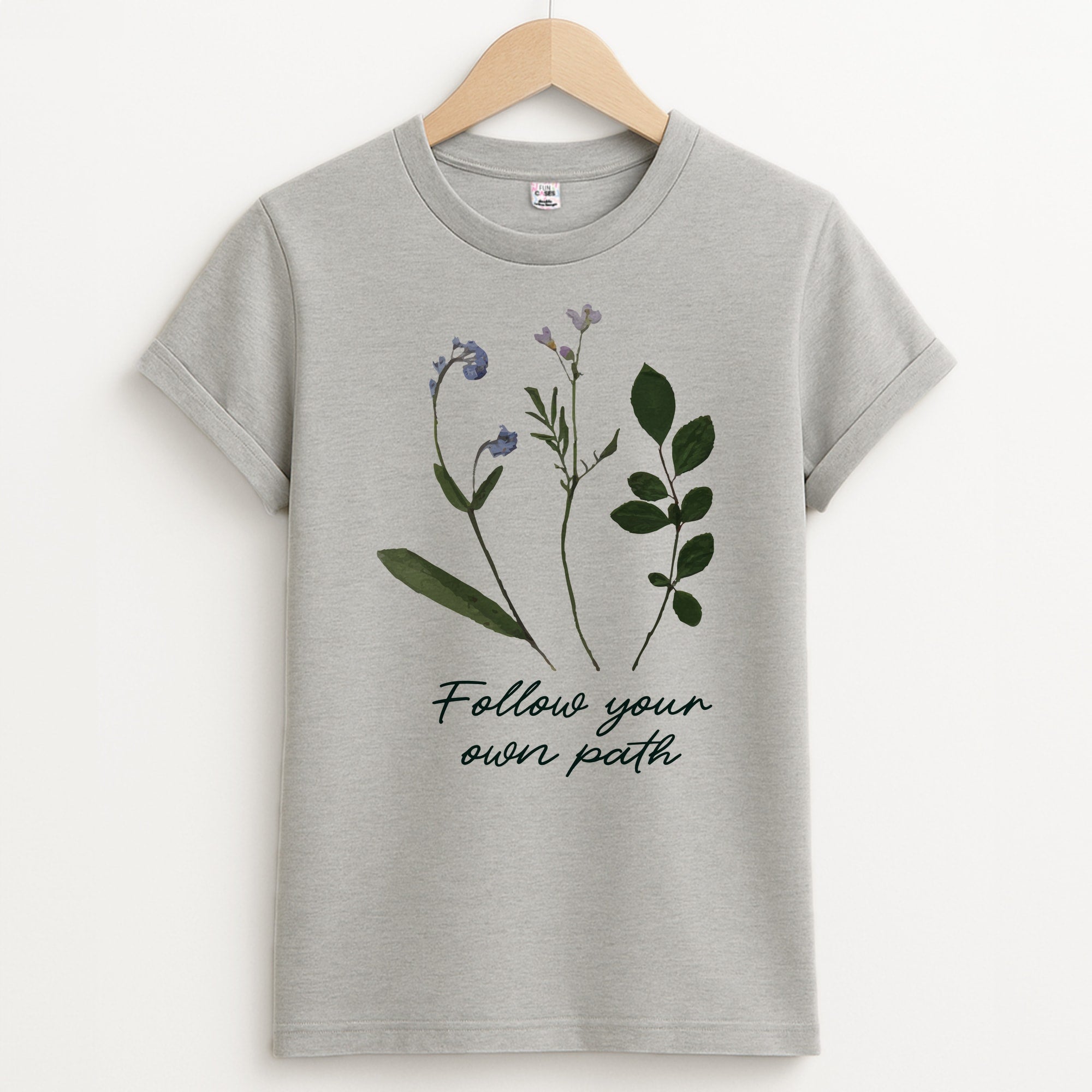 Follow Your Own Path Dark Green Unisex Grey T-Shirt