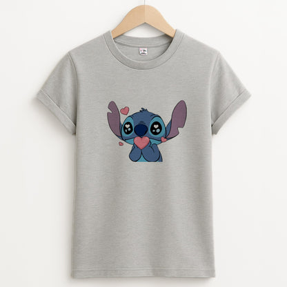 Cute Alien Blue Unisex Grey T-Shirt