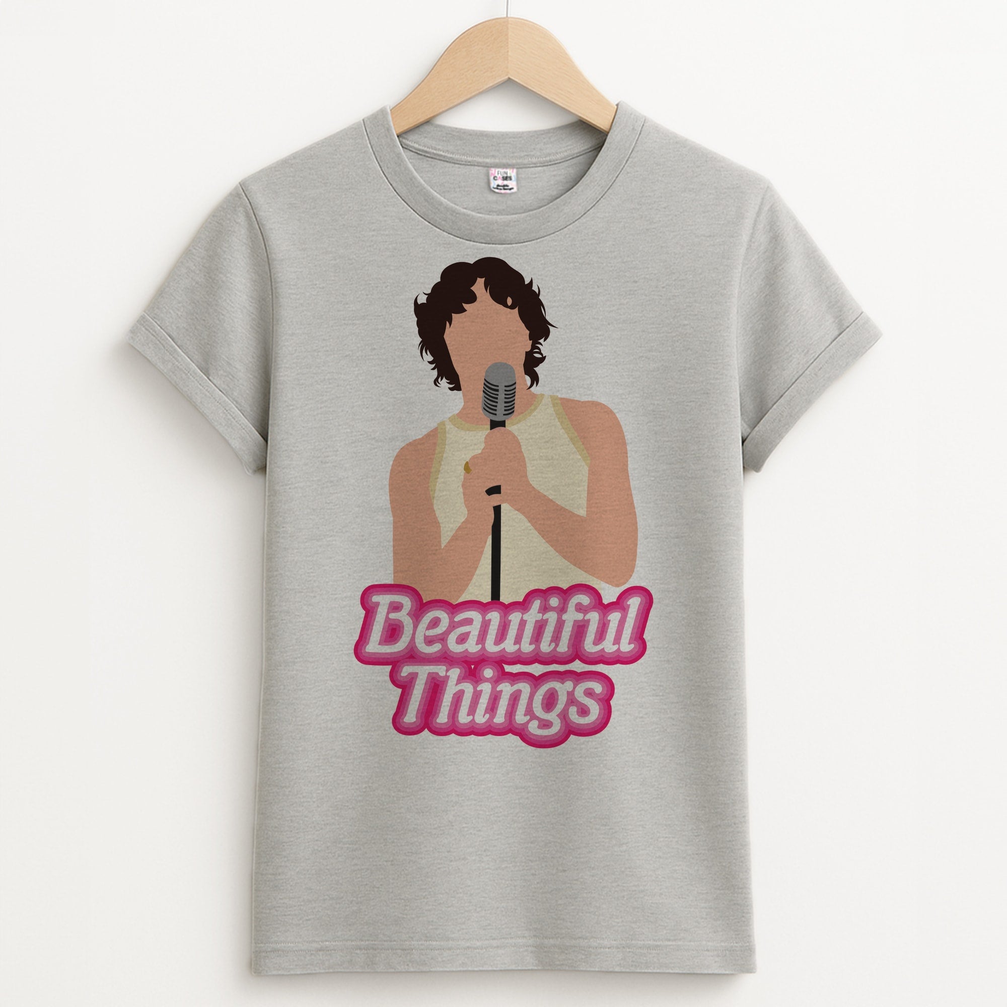 Neon Pink Beautiful Things Unisex Grey T-Shirt