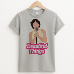 Neon Pink Beautiful Things Unisex Grey T-Shirt