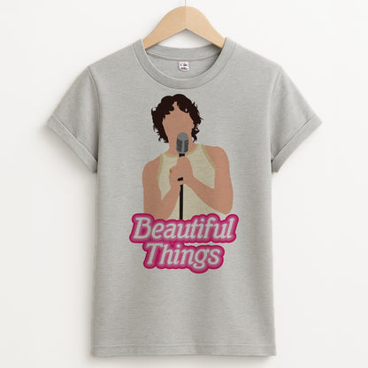 Neon Pink Beautiful Things Unisex Grey T-Shirt