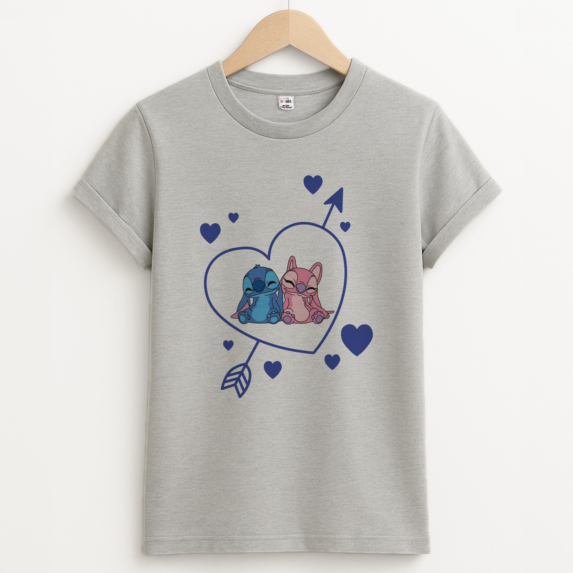 Arrow Heart - Pink Alien Unisex Grey T-Shirt