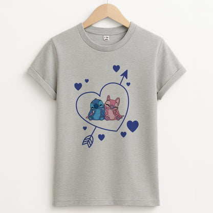 Arrow Heart - Pink Alien Unisex Grey T-Shirt