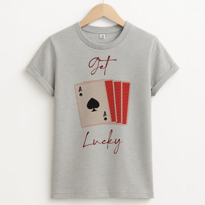 Get Lucky Set Of Cards Unisex Grey T-Shirt