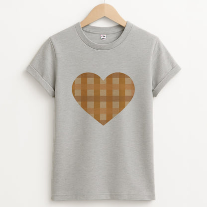 Orange Plaid Pattern- Autumn Unisex Grey T-Shirt