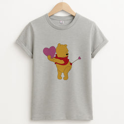 Cupid Pooh Valentine's Unisex Grey T-Shirt