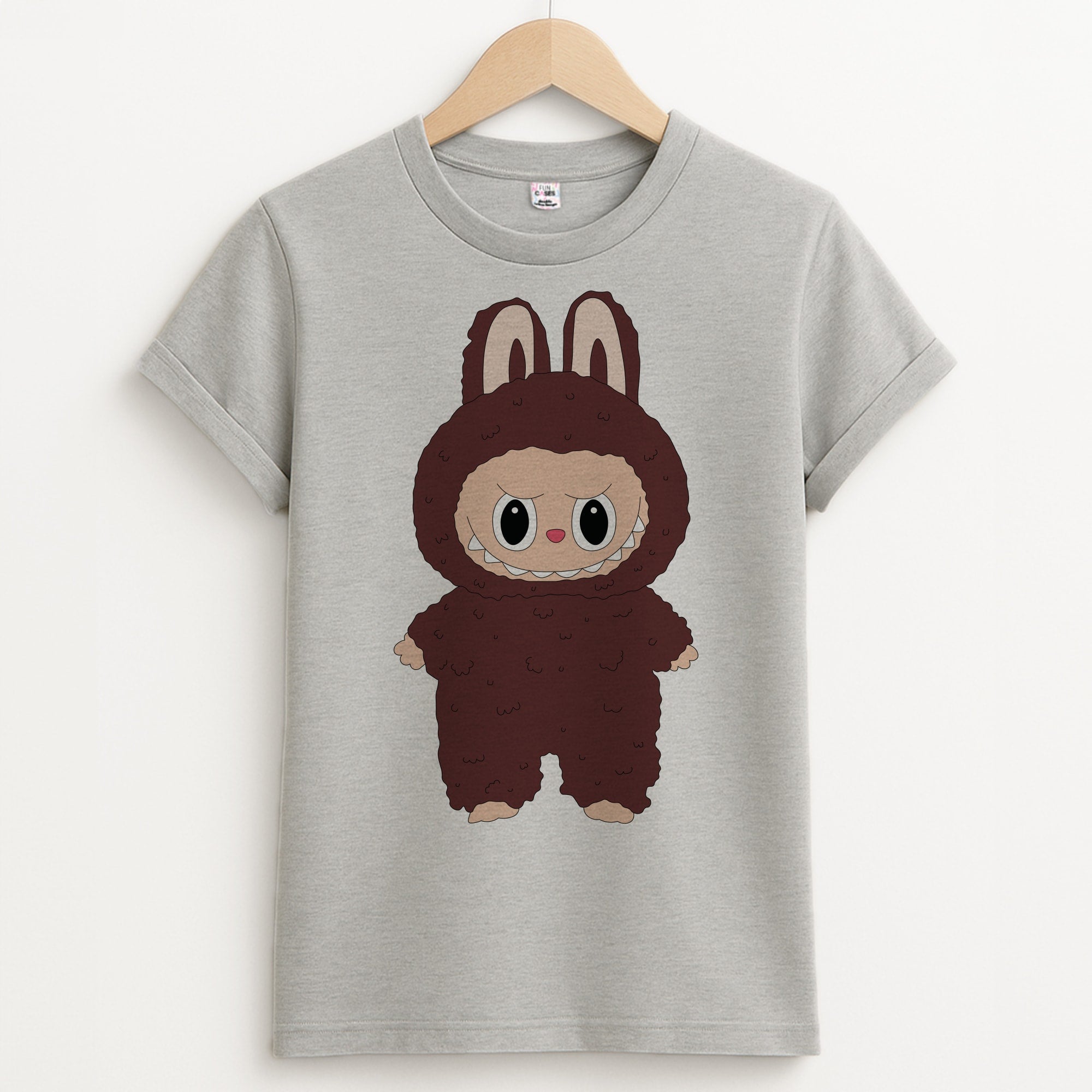 Cute Brown Monster Unisex Grey T-Shirt