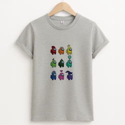 Among Gaming characters Unisex Grey T-Shirt