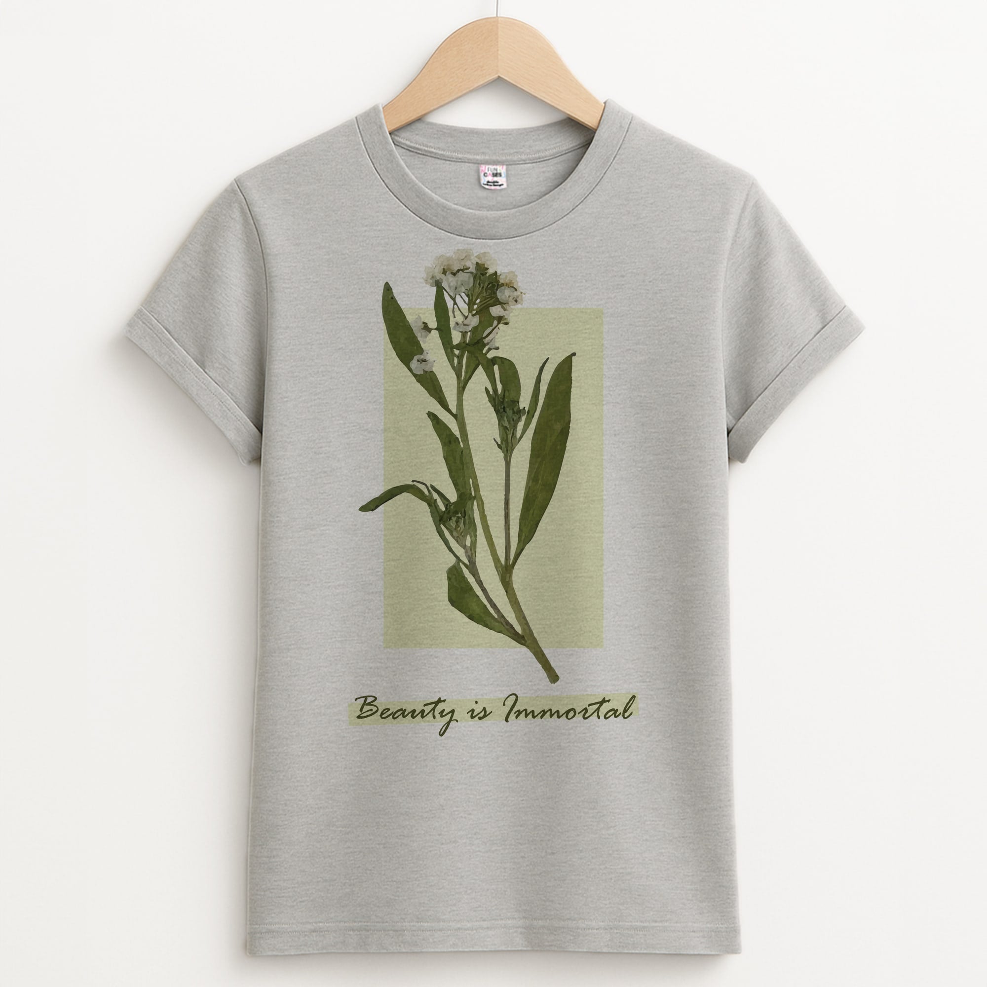 Beauty Is Immortal Press Flower Unisex Grey T-Shirt