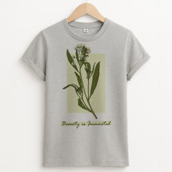 Beauty Is Immortal Press Flower Unisex Grey T-Shirt