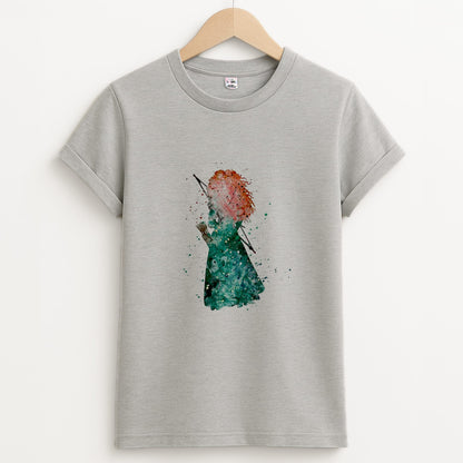 Watercolour Princess Merida Brave Fairytale Unisex Grey T-Shirt