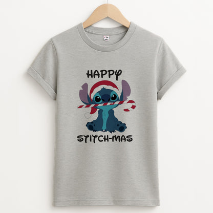 Happy Blue Alienmas - Christmas Unisex Grey T-Shirt