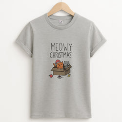 Meowy Christmas Unisex Grey T-Shirt
