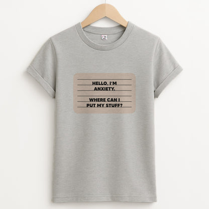 Hello I'm Anxiety - Inside Out Unisex Grey T-Shirt