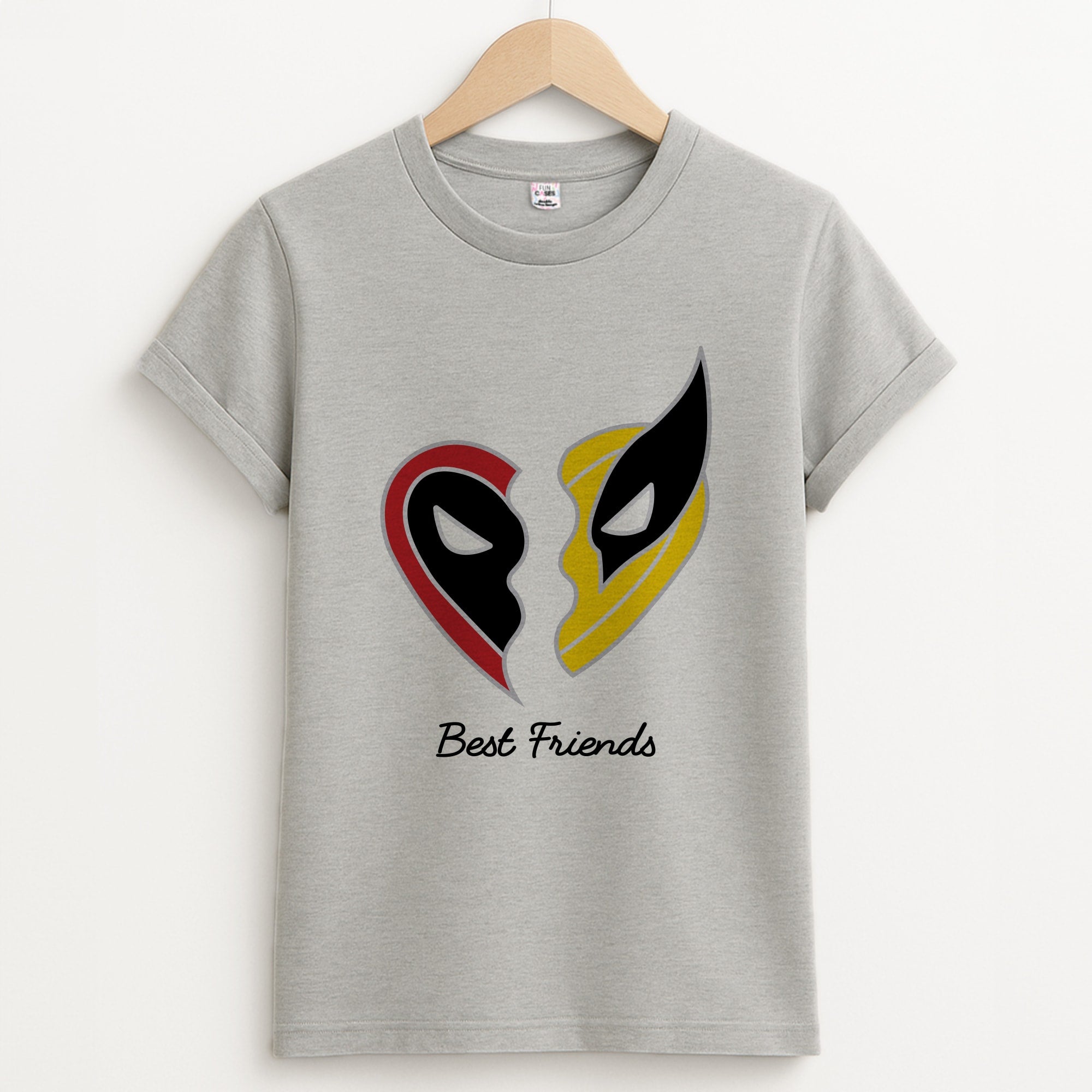 Superhero Best Friends Locket Unisex Grey T-Shirt