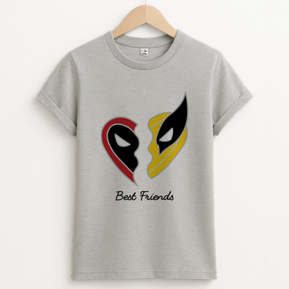 Superhero Best Friends Locket Unisex Grey T-Shirt
