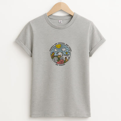 Animals Are Friends, Not Food - Vegan Unisex Grey T-Shirt