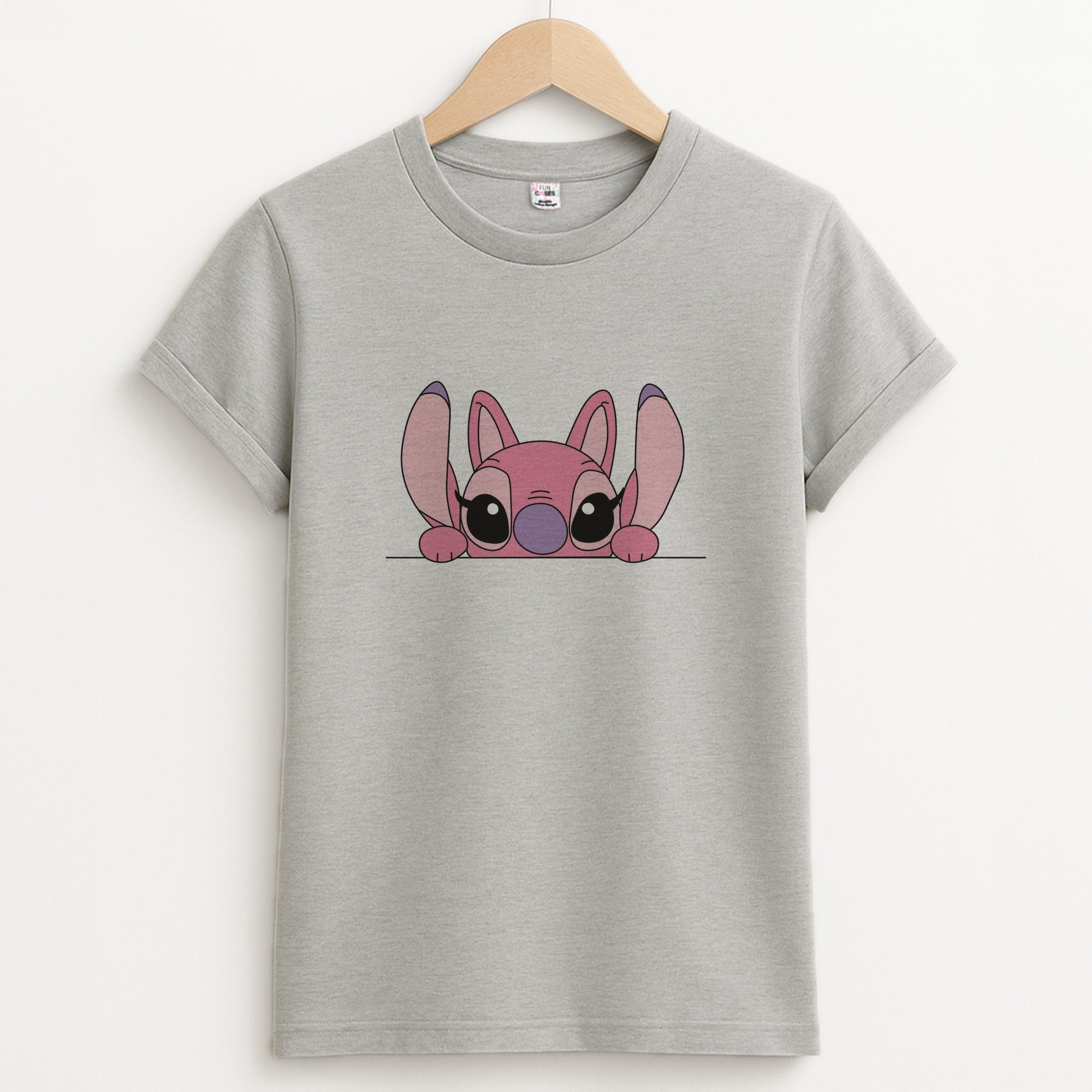 Angel Leaning - Pink Alien Unisex Grey T-Shirt