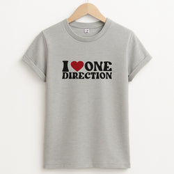 I Love Direction Unisex Grey T-Shirt