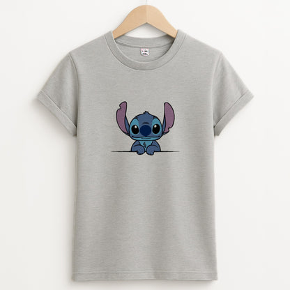 Alien Blue Leaning Unisex Grey T-Shirt