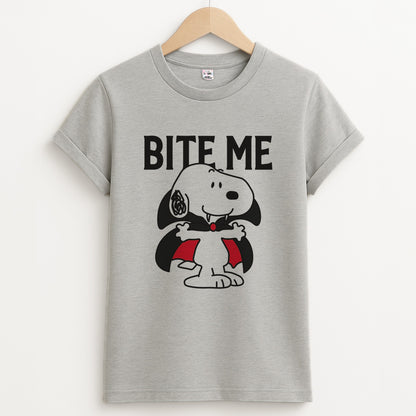 Bite Me Snoopy - Snoopy Halloween Grey Unisex T-Shirt