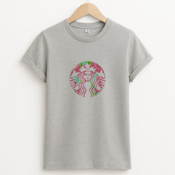 Pink Coffee Logo Unisex Grey T-Shirt