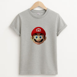 Mario Face - Mario Unisex Grey T-Shirt