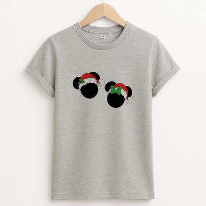 Festive Mice Christmas Unisex Grey T-Shirt