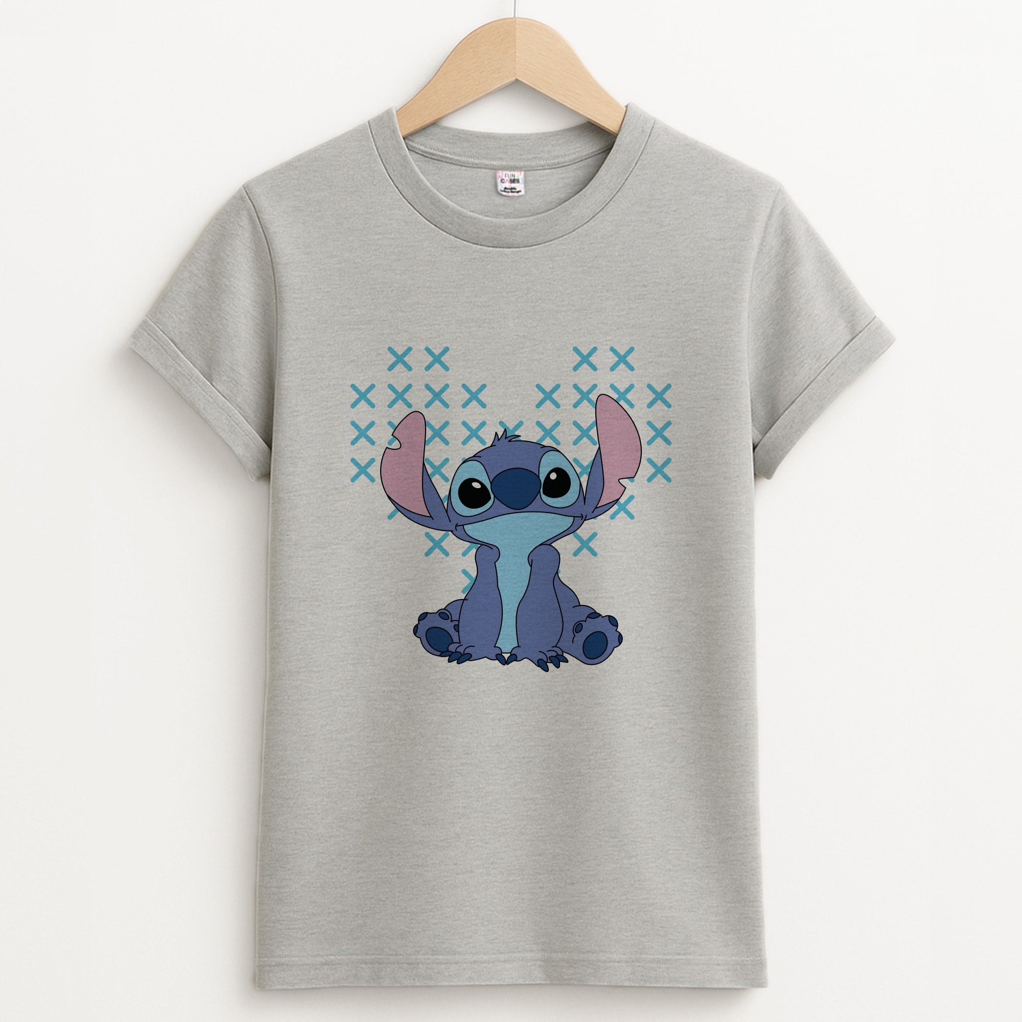 Blue Alien Hearts Unisex Grey T-Shirt
