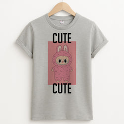 Cute Pink Monster Unisex Grey T-Shirt
