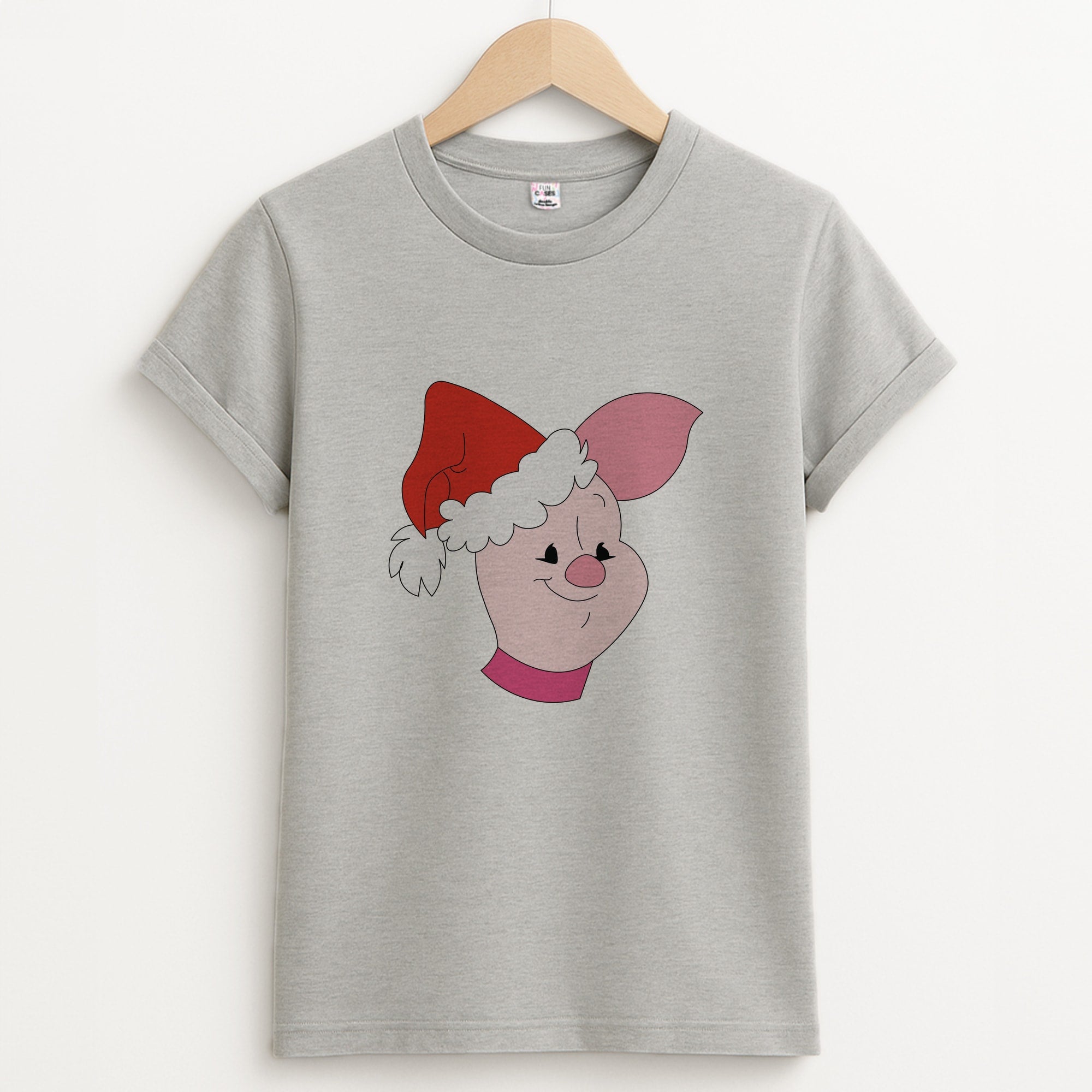 Pig Pattern Christmas Unisex Grey T-Shirt